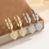 Gold Small Hoop Earrings With Zircon Inlays